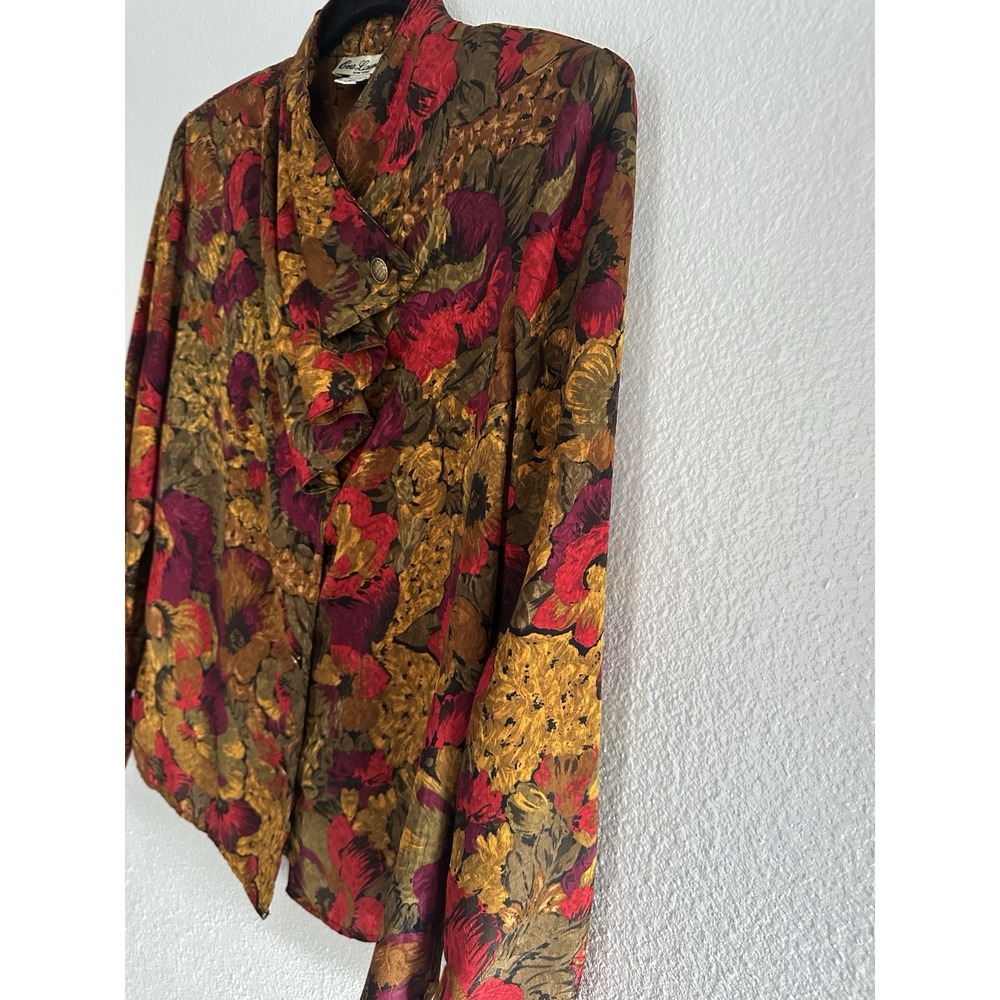 VTG Chic Top Office Secretary Eva Laurel Floral Blouse Career Sz 6 - Picture 3 of 16